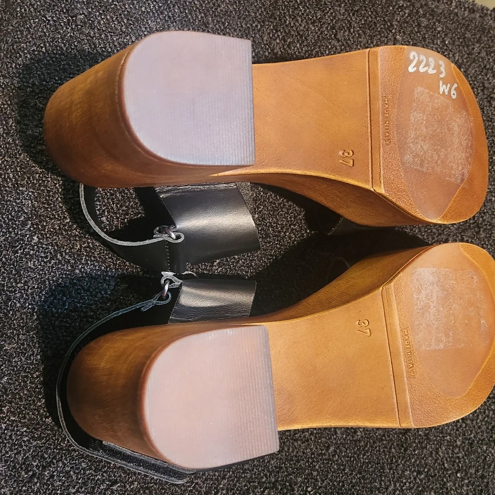 Steve Madden Marena Slingback Platform (Size 37/US 7) Black and wood - Picture 3 of 6